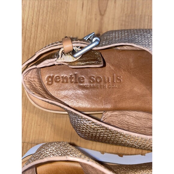 Gentle Souls Prisca Cross Band Size 9.5 Leather Platform Sandals Rose Gold - Picture 7 of 12